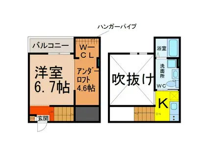 KANDOOMA(1K/1階)の間取り写真