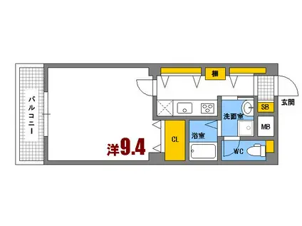 E.プリムローズ(1K/2階)の間取り写真