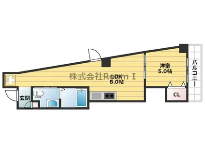 アパートメント谷町(1LDK/6階)の間取り写真