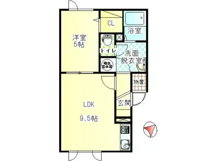 ETERNAL I(1LDK/2階)の間取り写真