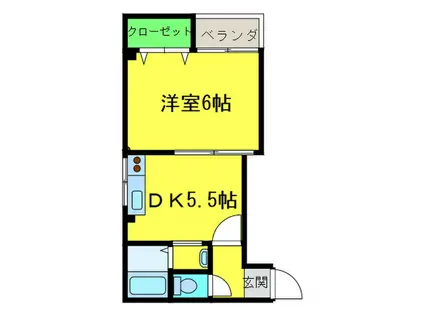 大浜マンション(1DK/3階)の間取り写真