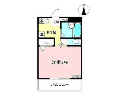 ホワイトエレガンスII(1K/3階)の間取り写真