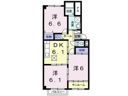 ドムス・サンセール(3DK/2階)の間取り写真