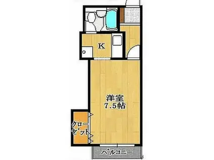 花輪ガーデンATハウス(1K/3階)の間取り写真