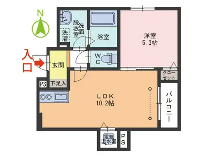 PRESAGE(1LDK/1階)の間取り写真