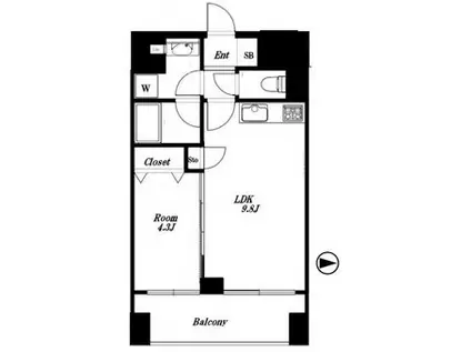 神保町   初期安 アクセス良好 1LDK 更新可(1LDK/6階)の間取り写真