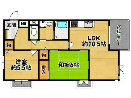 ヴィラ・パティオ(2LDK/2階)の間取り写真