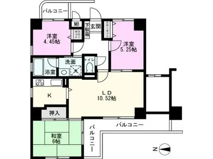 サンフォーレ松戸(3LDK/4階)の間取り写真