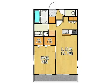 LA CASA POPOLARE(1LDK/2階)の間取り写真