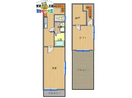 ソレイユ橋口(1K/2階)の間取り写真