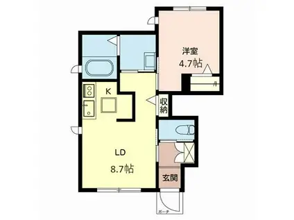 シャーメゾン高丸(1LDK/1階)の間取り写真