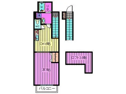 レジデンス武蔵浦和II(1DK/2階)の間取り写真