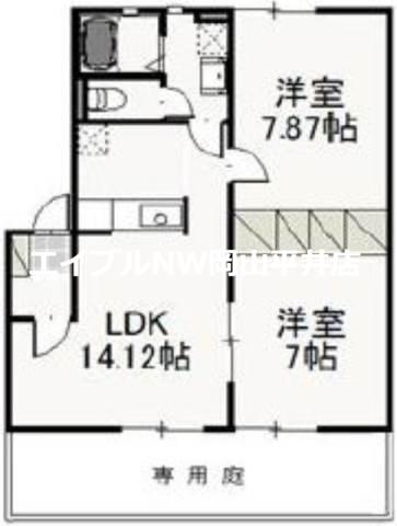 ヌーヴォー・シャンテ D(2LDK/1階)の間取り写真