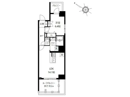 AKUA北品川(1LDK/4階)の間取り写真