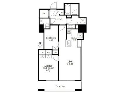 三田ガーデンヒルズサウスヒル(2LDK/12階)の間取り写真