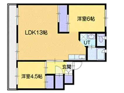 ビレッジハウス恵み野(2LDK/1階)の間取り写真