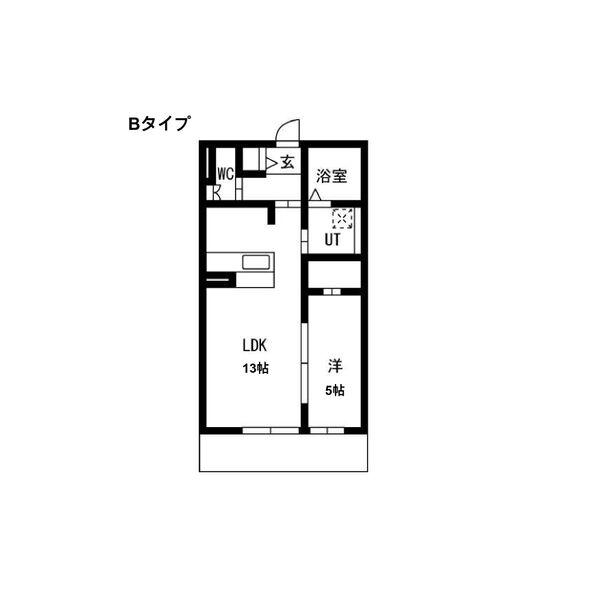 LUX御影(1LDK/2階)の間取り写真