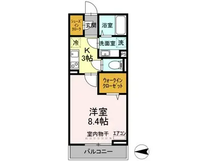 トワ・グレース柏の葉(1K/1階)の間取り写真
