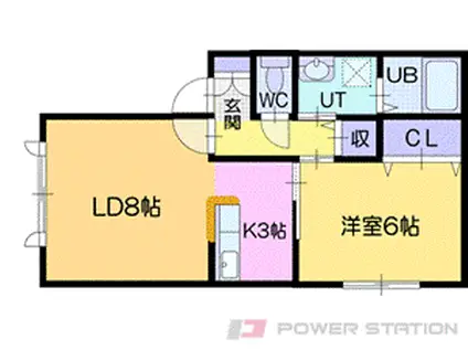 ウェルヴィラ桂岡(1LDK/2階)の間取り写真