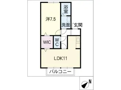 アリエルII B棟(1LDK/2階)の間取り写真