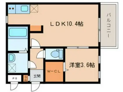 シャンテ・ローズ(1LDK/3階)の間取り写真