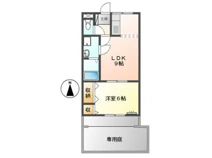 プレステージ薬師(1LDK/1階)の間取り写真