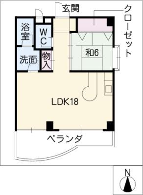 ラヴィアンムロガ(1LDK/6階)の間取り写真