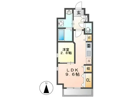 ラクラーレVINTIA(1LDK/6階)の間取り写真