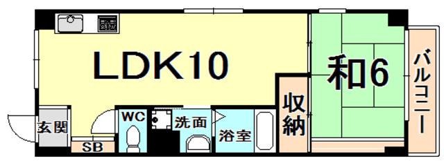 バレル甲子園(1LDK/4階)の間取り写真