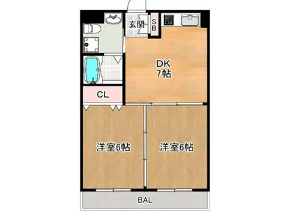 レジェンド(2DK/3階)の間取り写真