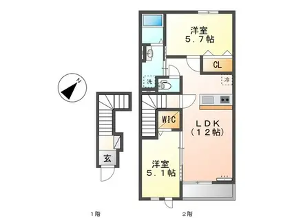 LUXE QUEEN(2LDK/2階)の間取り写真