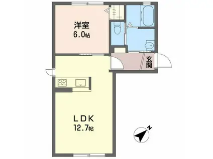 フローラルGREENA棟(1LDK/2階)の間取り写真