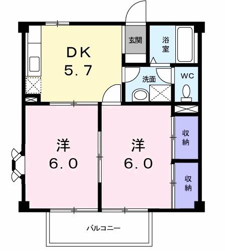 メゾンリーヴM・K(2DK/1階)の間取り写真
