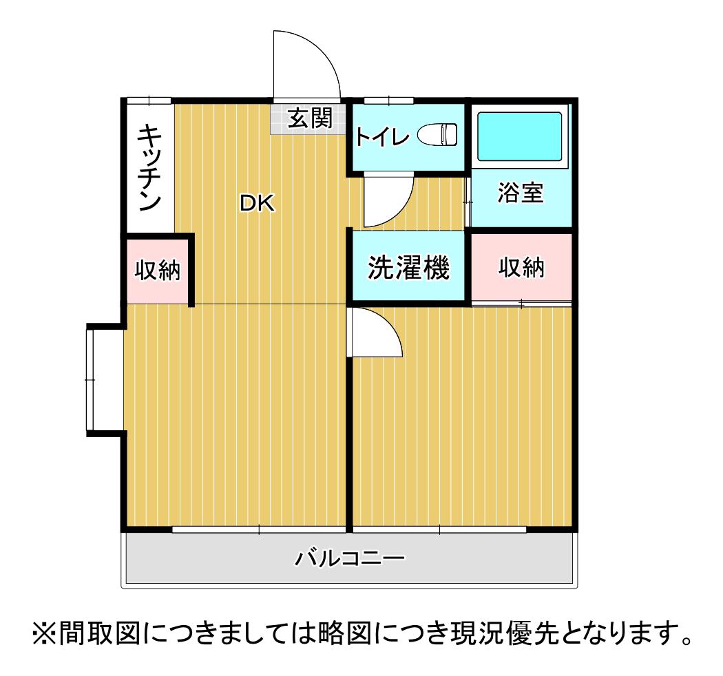 BRISA帯山(1LDK/2階)の間取り写真