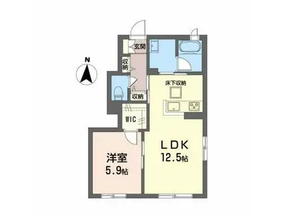 シャーメゾン上河原西 B棟(1LDK/1階)の間取り写真