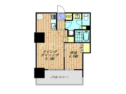 津田沼ザ・タワー(1LDK/33階)の間取り写真