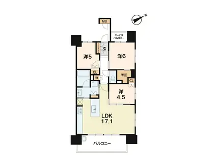 プレミスト堅田(3LDK/2階)の間取り写真