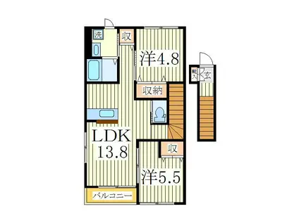 MAJESTIC GARDEN(2LDK/2階)の間取り写真
