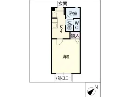 ディアス竹の山 A棟(1K/2階)の間取り写真