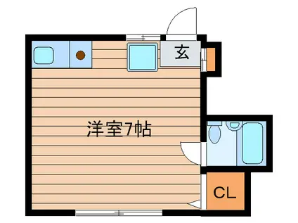 グリーンアップルズ(ワンルーム/2階)の間取り写真