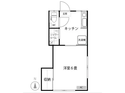 グリーンハウス(1K/2階)の間取り写真