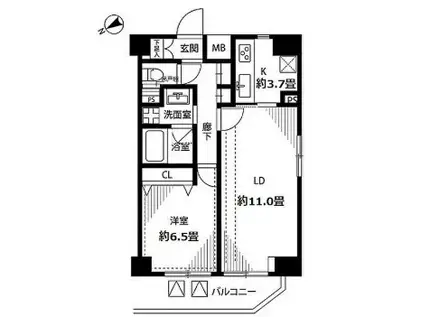  プレール・ドゥーク押上II-(1LDK/11階)の間取り写真