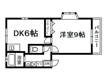 ハーバーハイツII(1DK/1階)の間取り写真