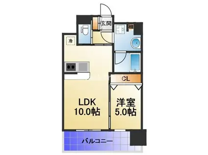 プレジオ都島ASIAN(1LDK/12階)の間取り写真