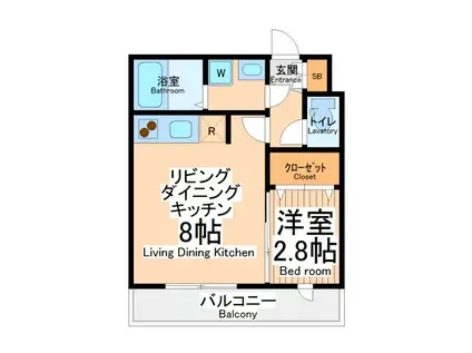 エクセル聖蹟桜ヶ丘(1LDK/1階)の間取り写真