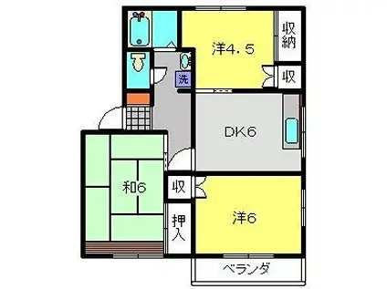 テラスウィステリア B棟(3DK/2階)の間取り写真