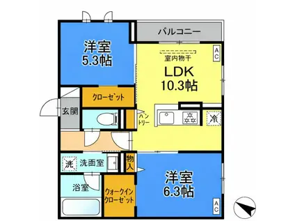 セイメイユール(2LDK/2階)の間取り写真