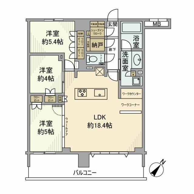 パレステージ相模大野テラス(3LDK/5階)の間取り写真