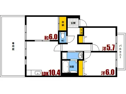 フォブール片桐(3LDK/1階)の間取り写真