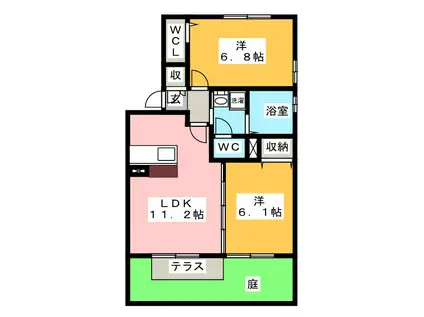 マノワール・KII B(2LDK/1階)の間取り写真
